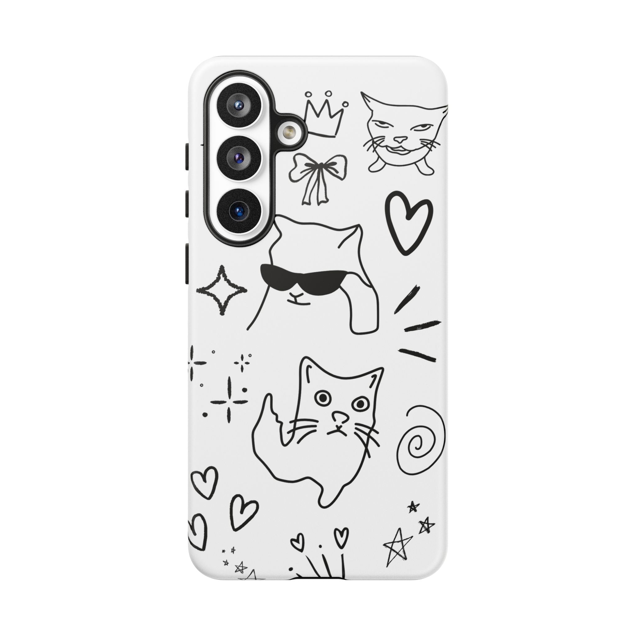 Doodle Cats Phone Case — Cute Minimalist Kitty Design
