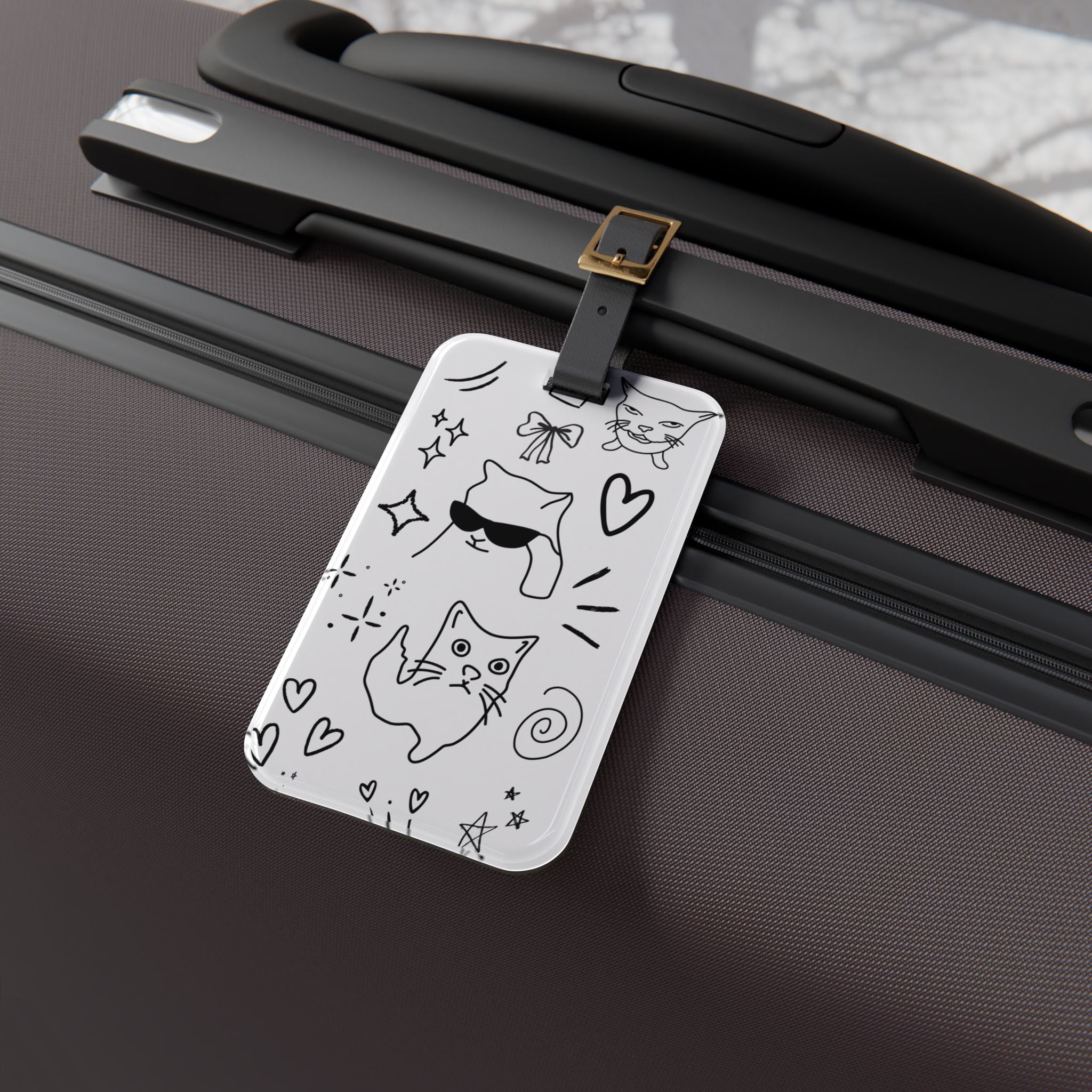 Doodle Cats Luggage Tag — Cute Travel ID Tag