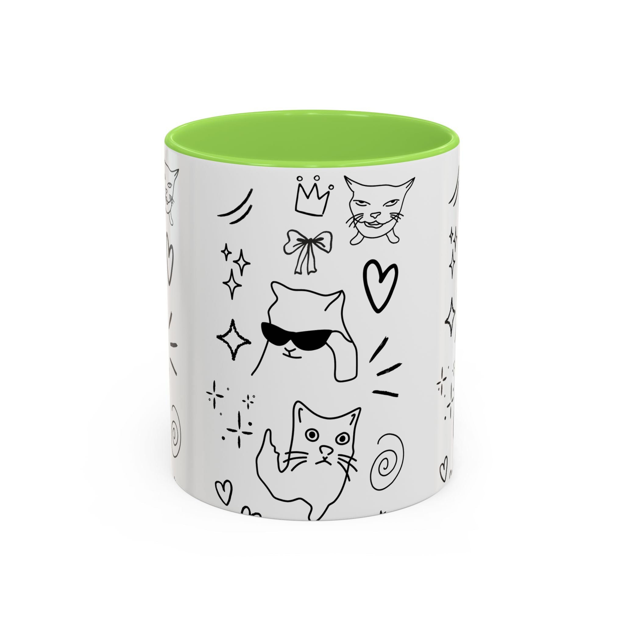 Doodle Cats Mug — Cute Black & White Kitty Design