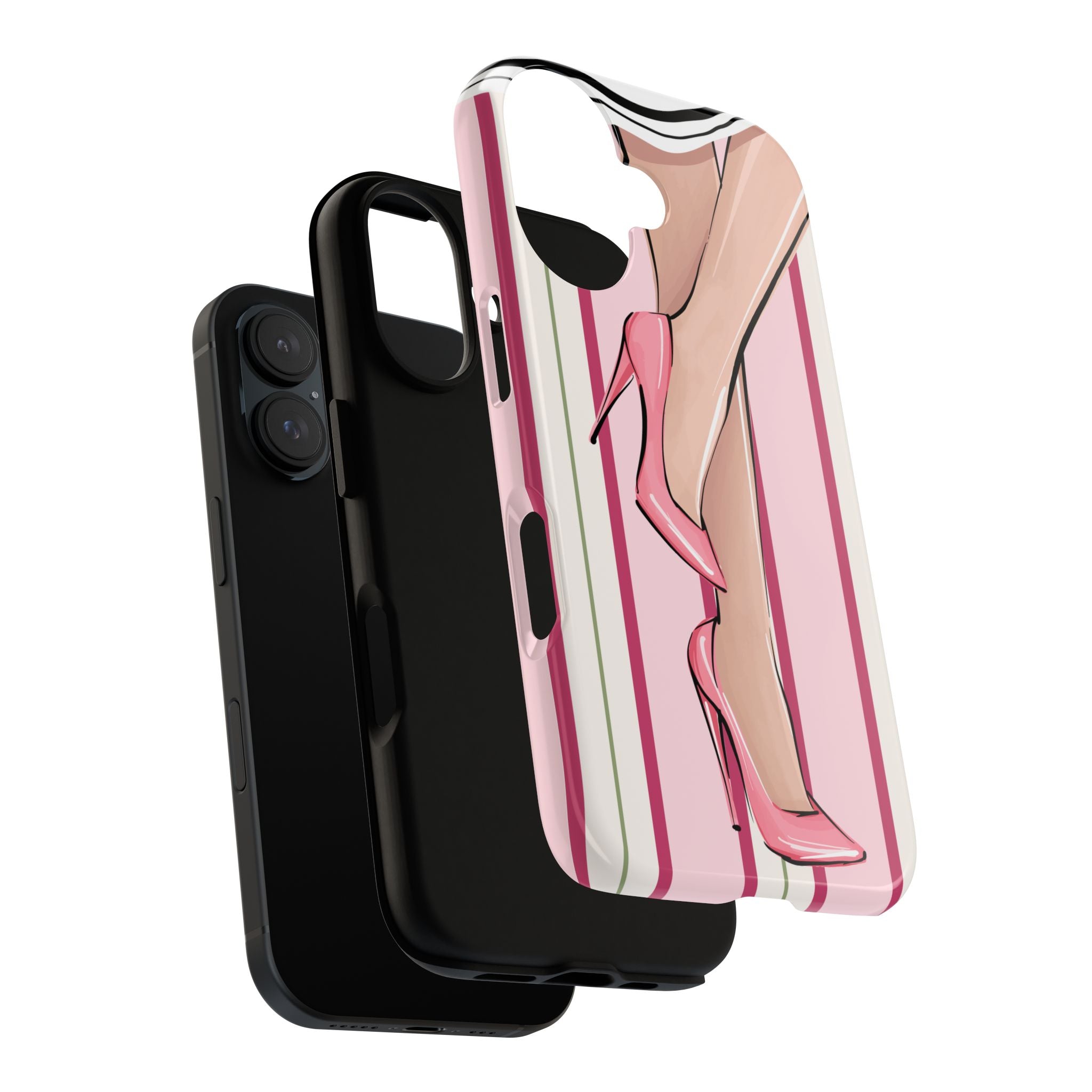 Phone Case - Pink High Heels Striped Fashion iPhone Case