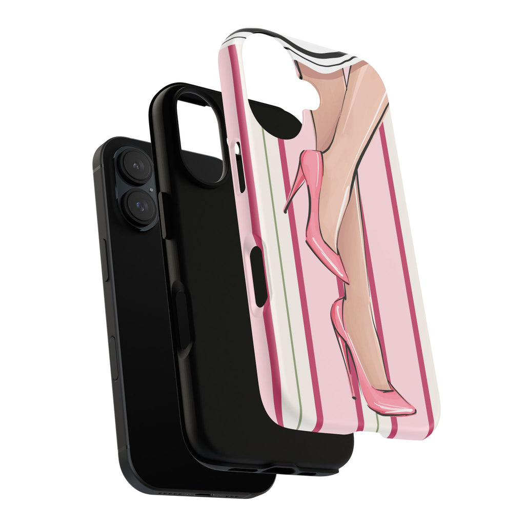 Phone Case - Pink High Heels Striped Fashion iPhone Case