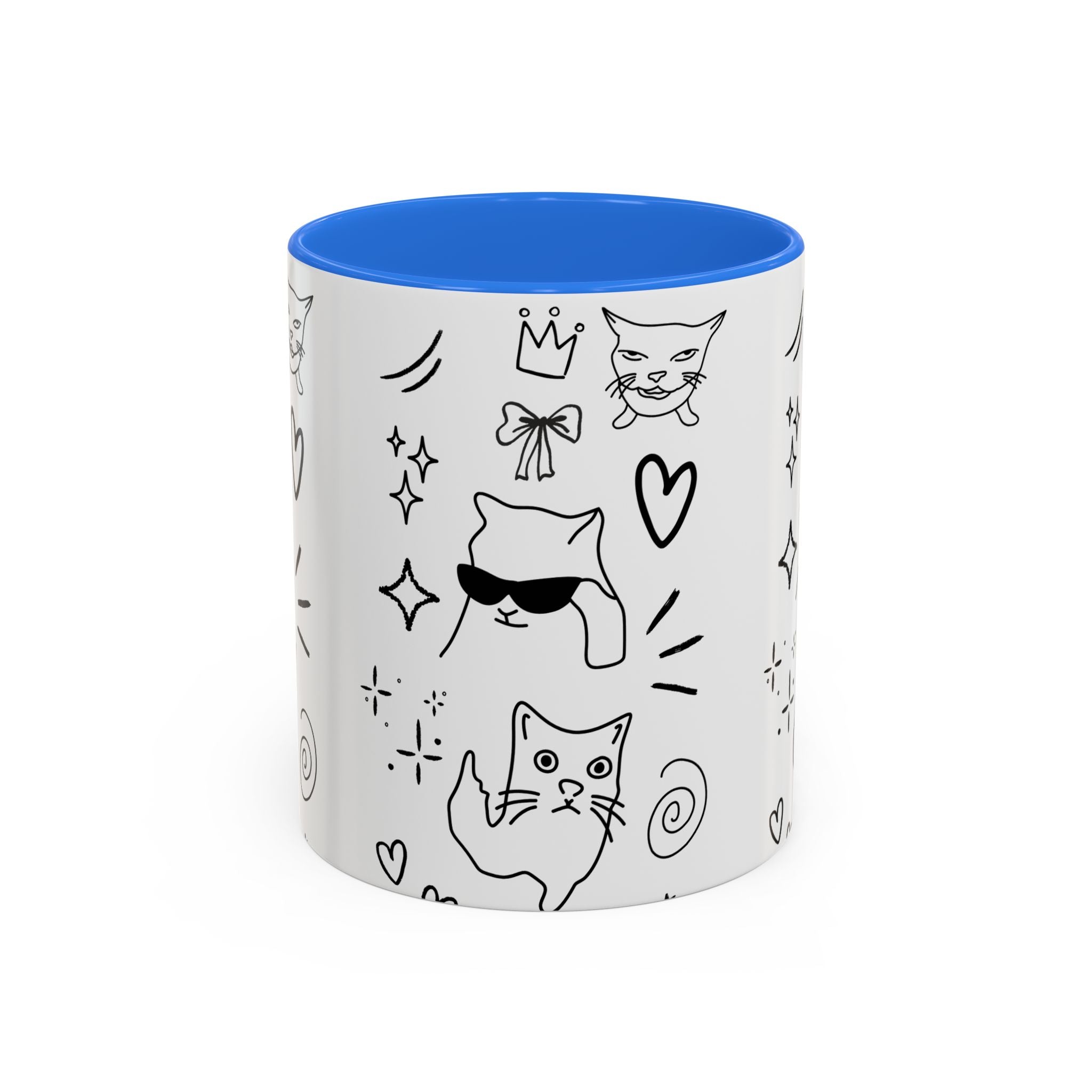 Doodle Cats Mug — Cute Black & White Kitty Design