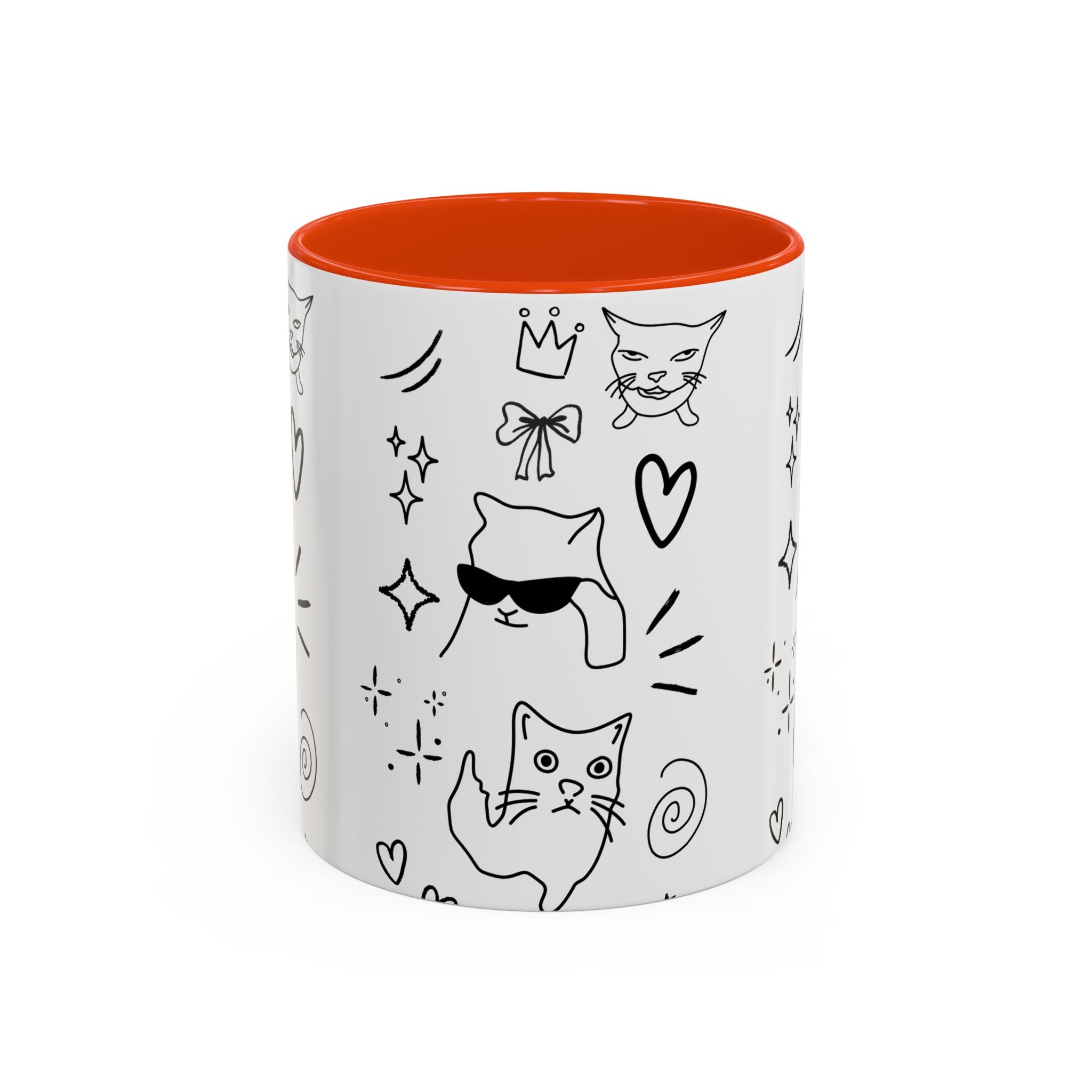 Doodle Cats Mug — Cute Black & White Kitty Design