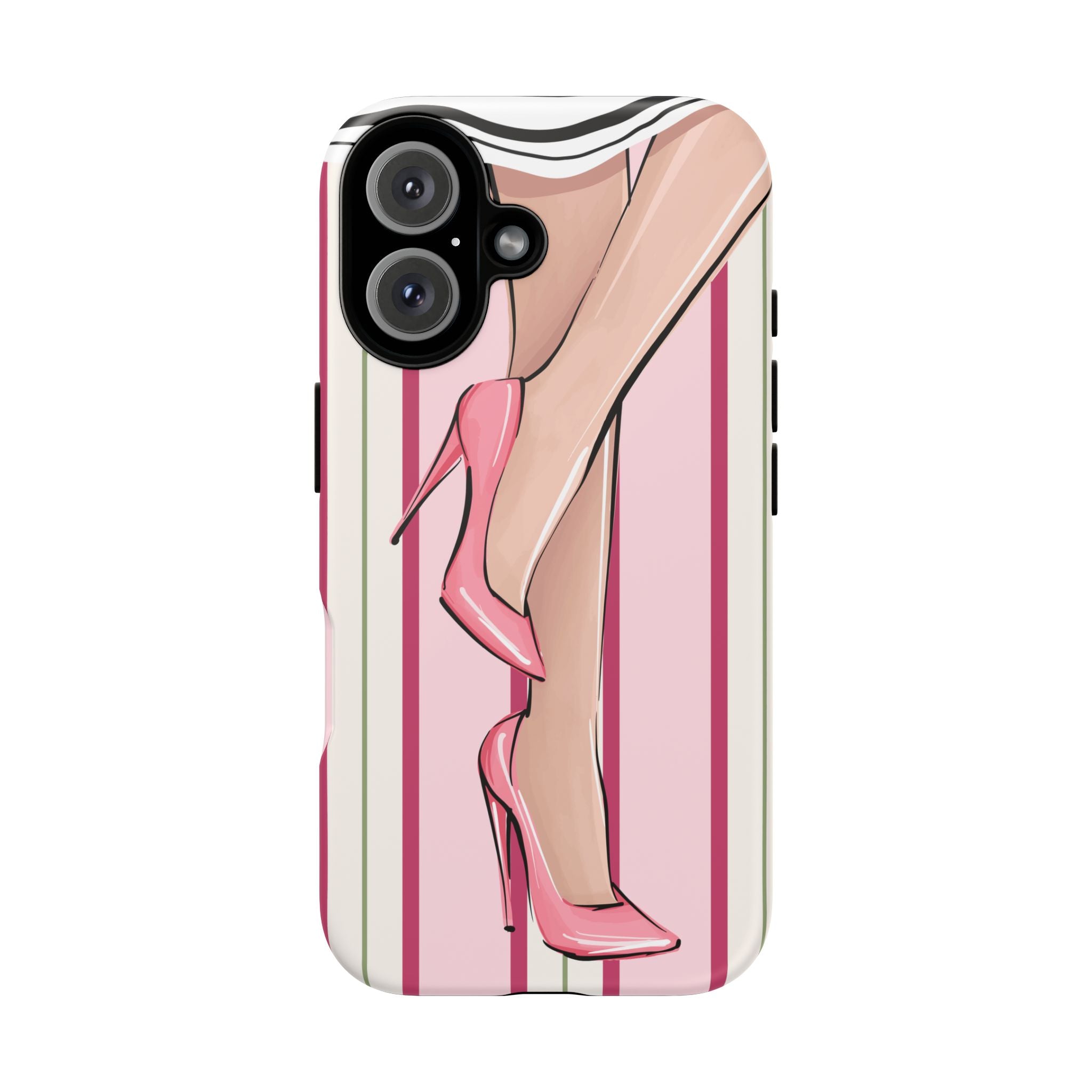 Phone Case - Pink High Heels Striped Fashion iPhone Case