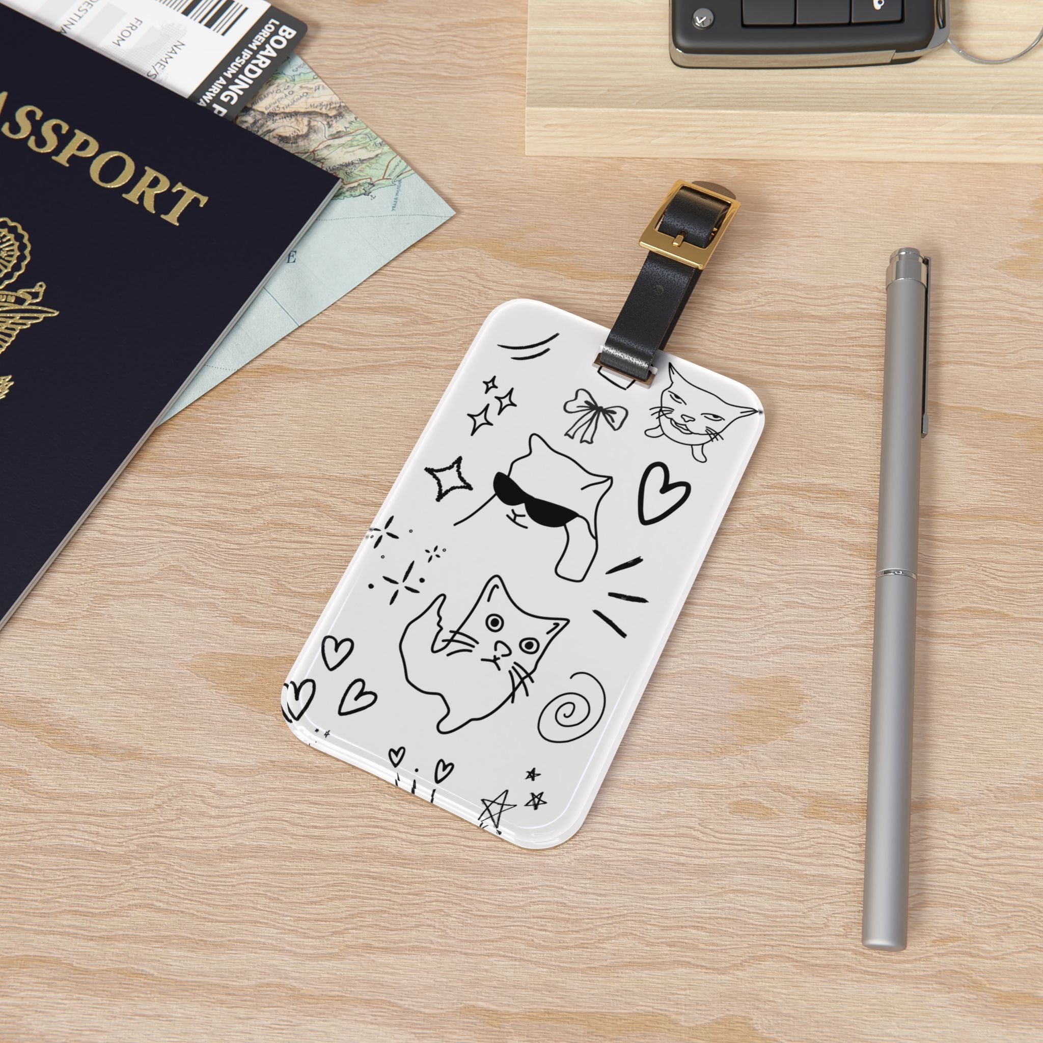 Doodle Cats Luggage Tag — Cute Travel ID Tag