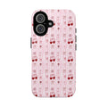Cherry Pattern Phone Case — Cute Pink Heart & Cherry Design Tough Case