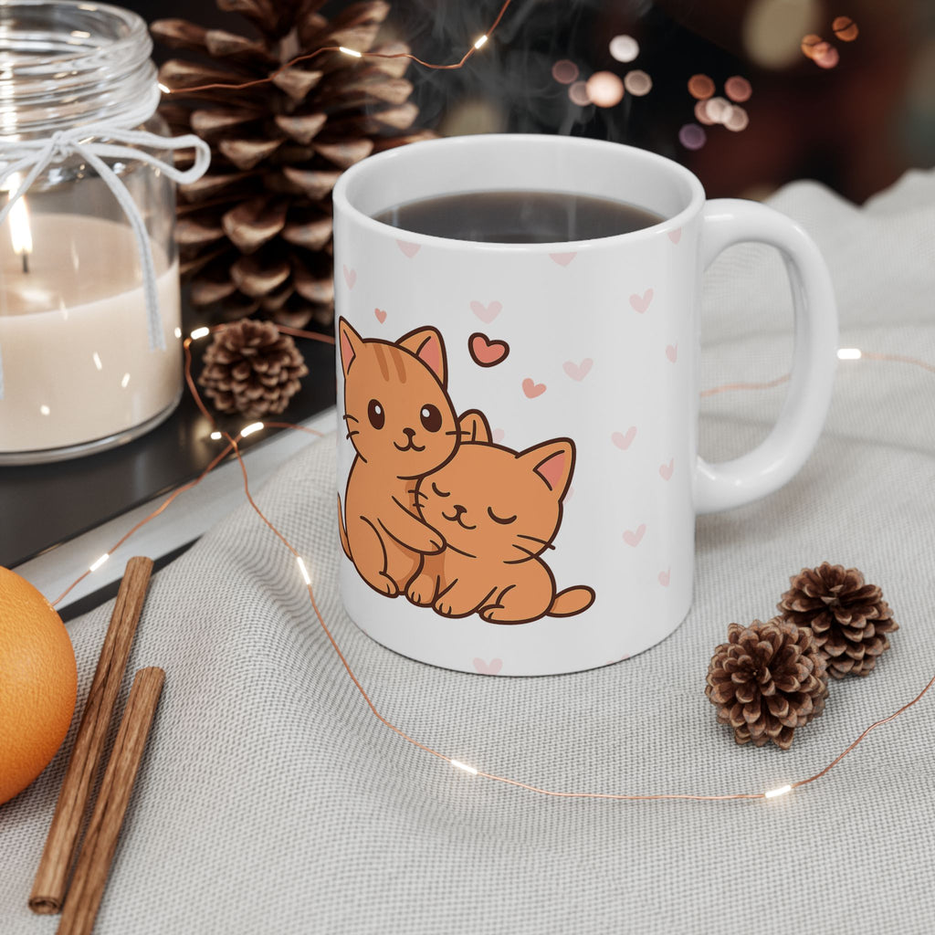 Cute Cat “Love You Always” Mug — Minimalist Gift for Mom or Loved One