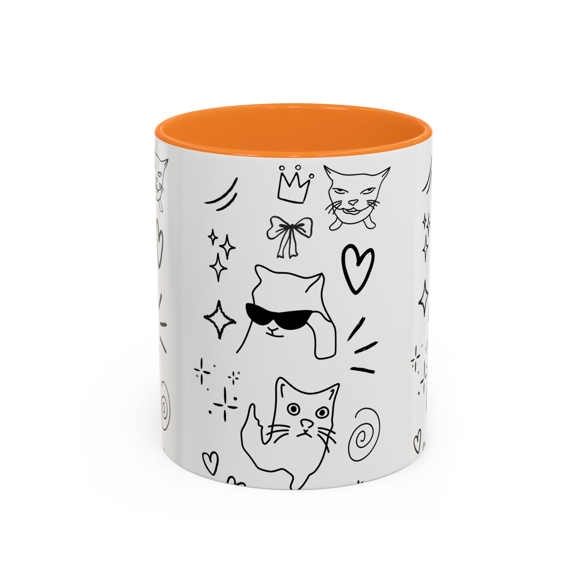 Doodle Cats Mug — Cute Black & White Kitty Design