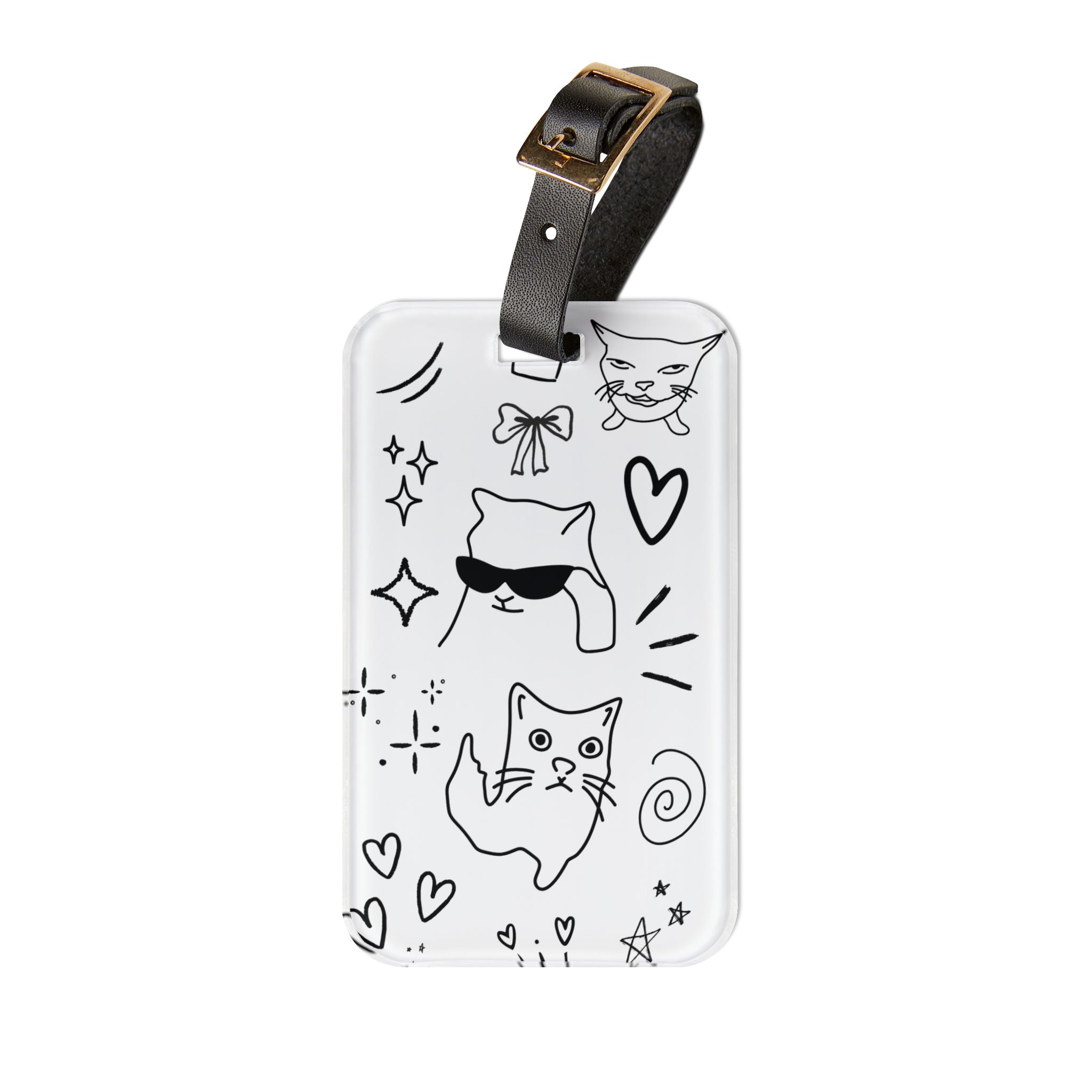 Doodle Cats Luggage Tag — Cute Travel ID Tag
