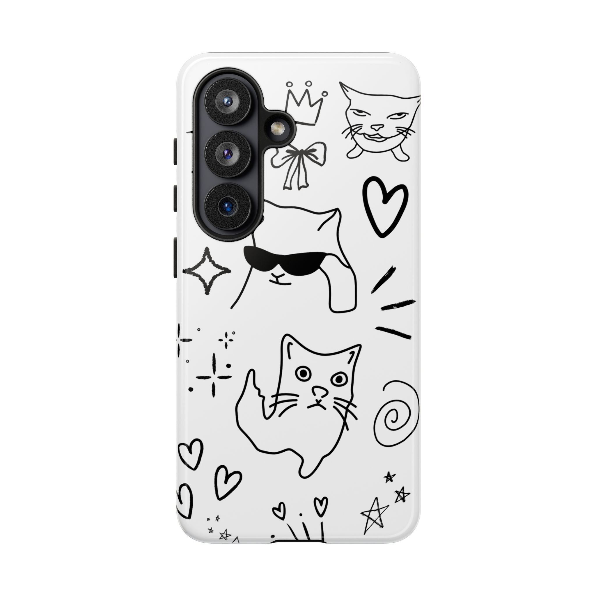 Doodle Cats Phone Case — Cute Minimalist Kitty Design