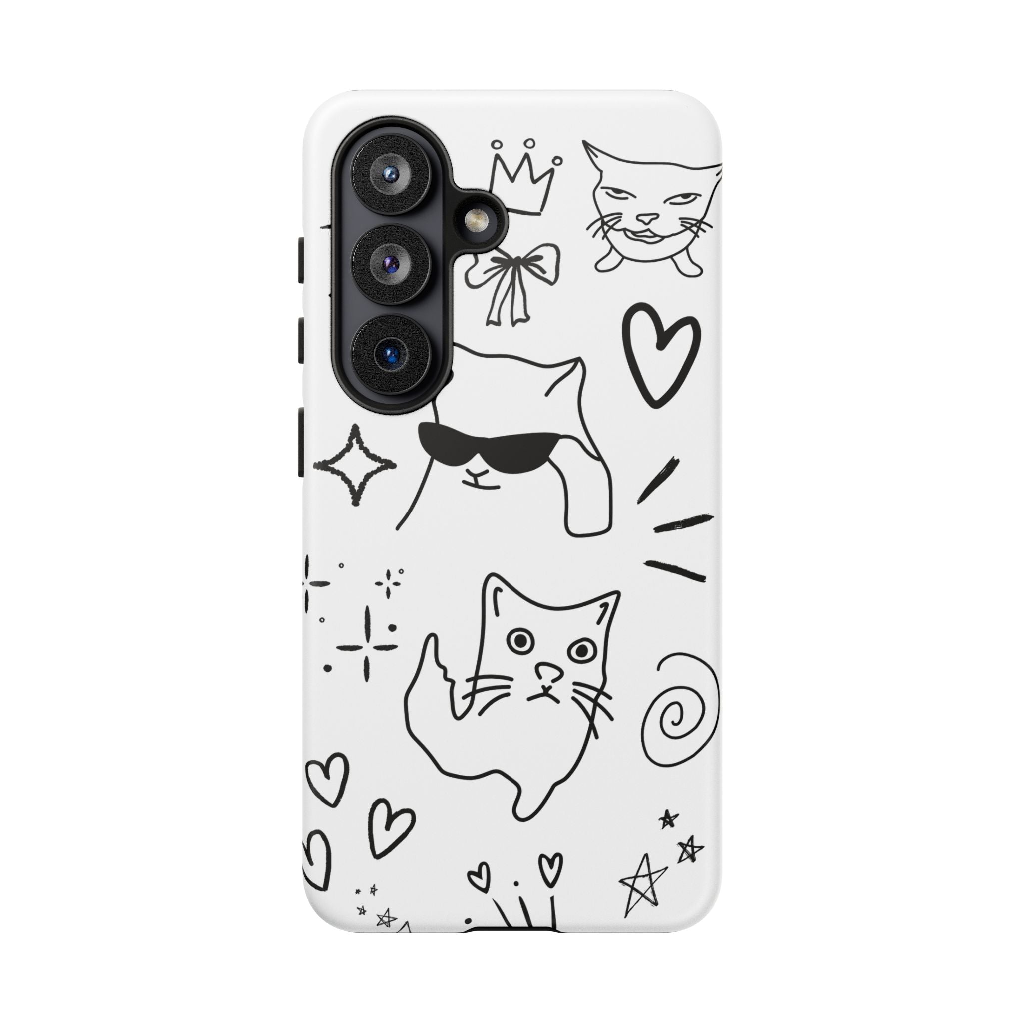 Doodle Cats Phone Case — Cute Minimalist Kitty Design