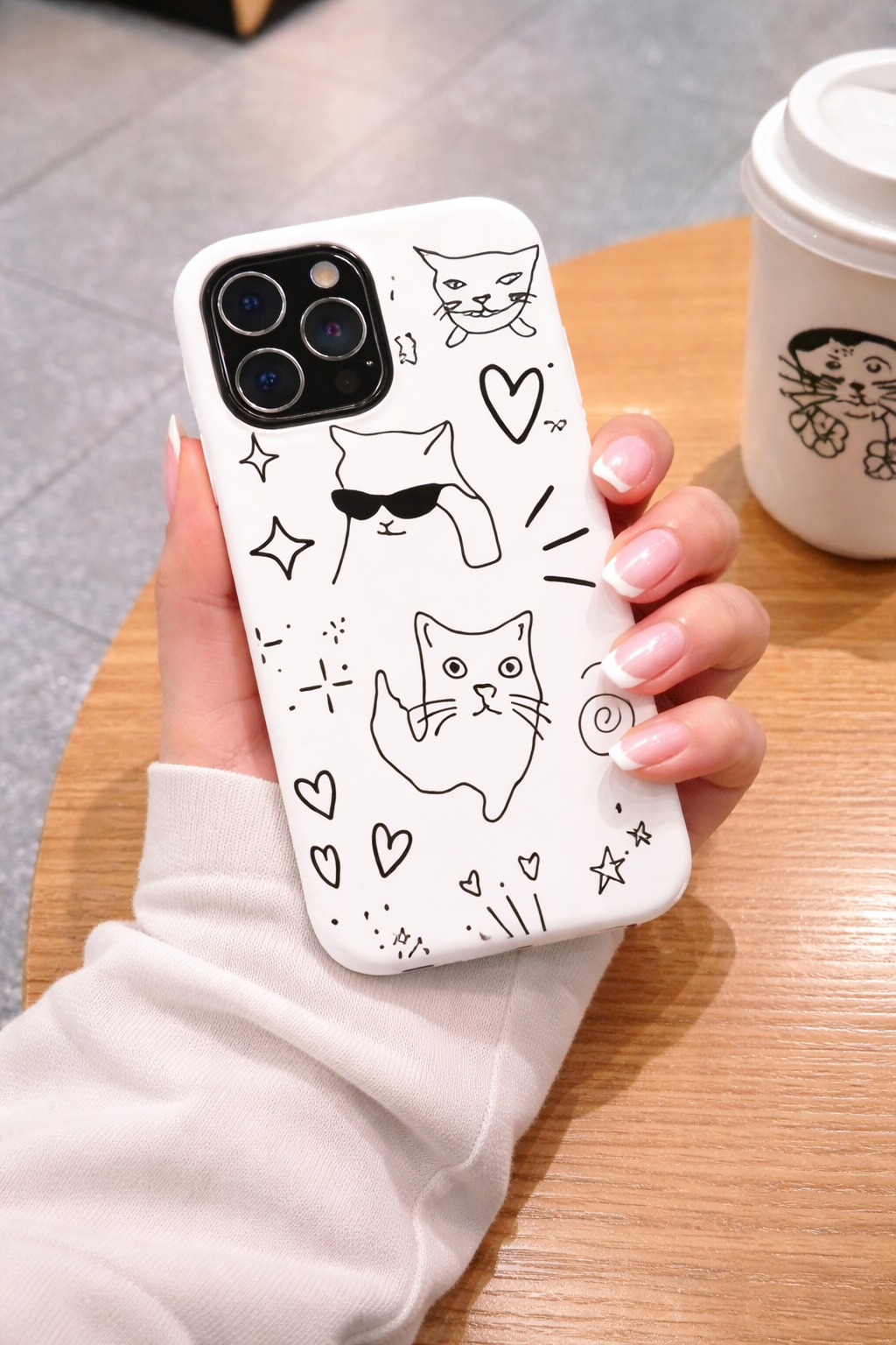 Doodle Cats Phone Case — Cute Minimalist Kitty Design