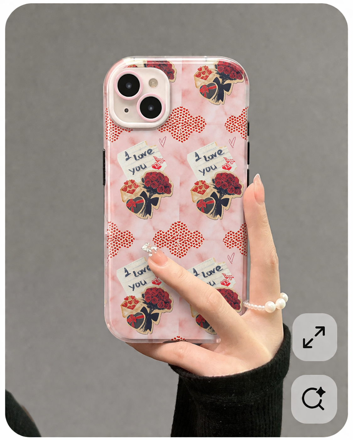 Cute Phone Case — Pink Floral 'I Love You' Valentine Phone Case
