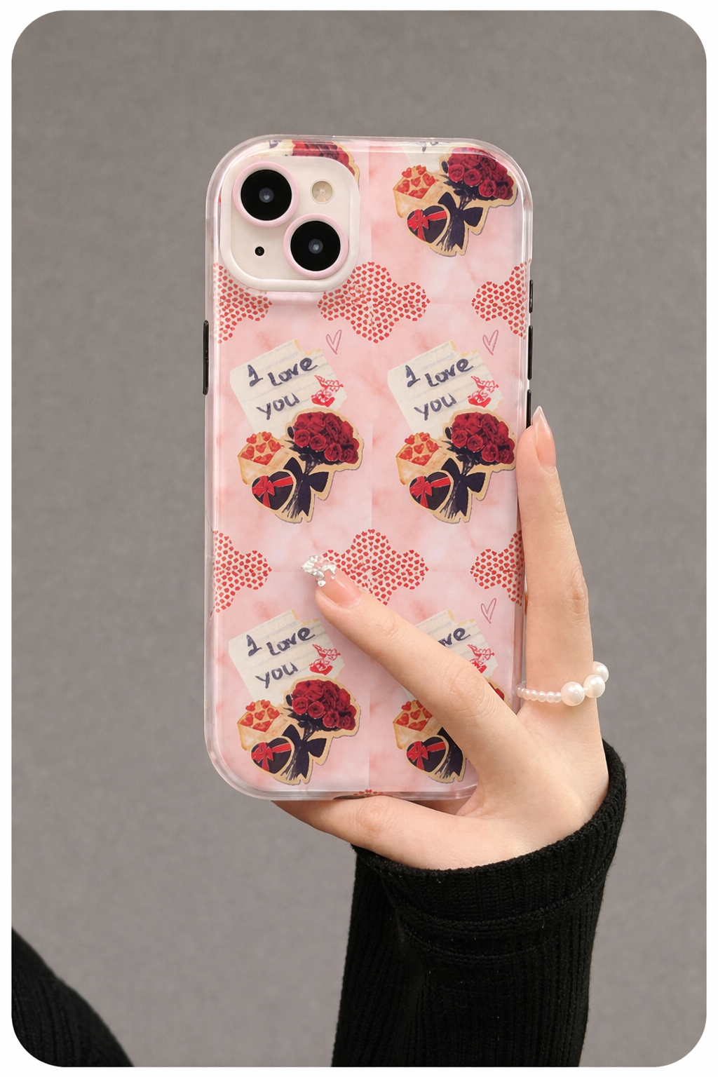 Cute Phone Case — Pink Floral 'I Love You' Valentine Phone Case
