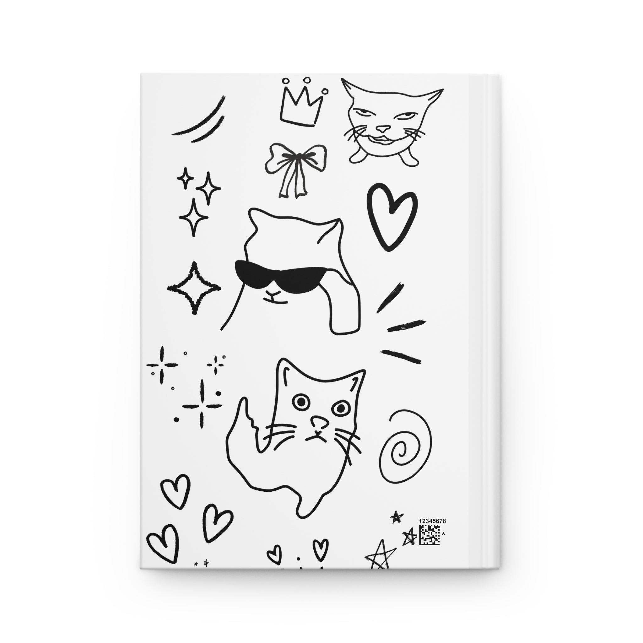 Doodle Cats Hardcover Journal — Cute Minimalist Kitty Notebook