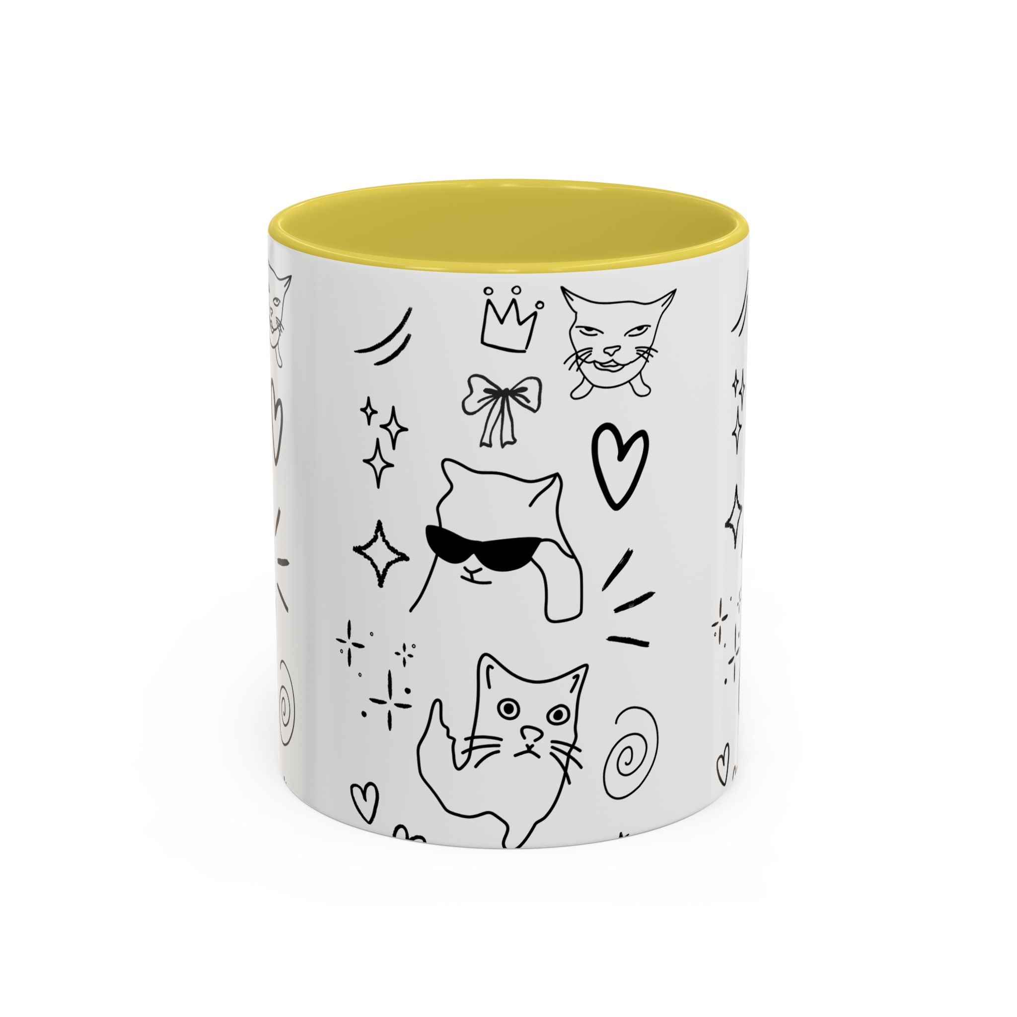 Doodle Cats Mug — Cute Black & White Kitty Design