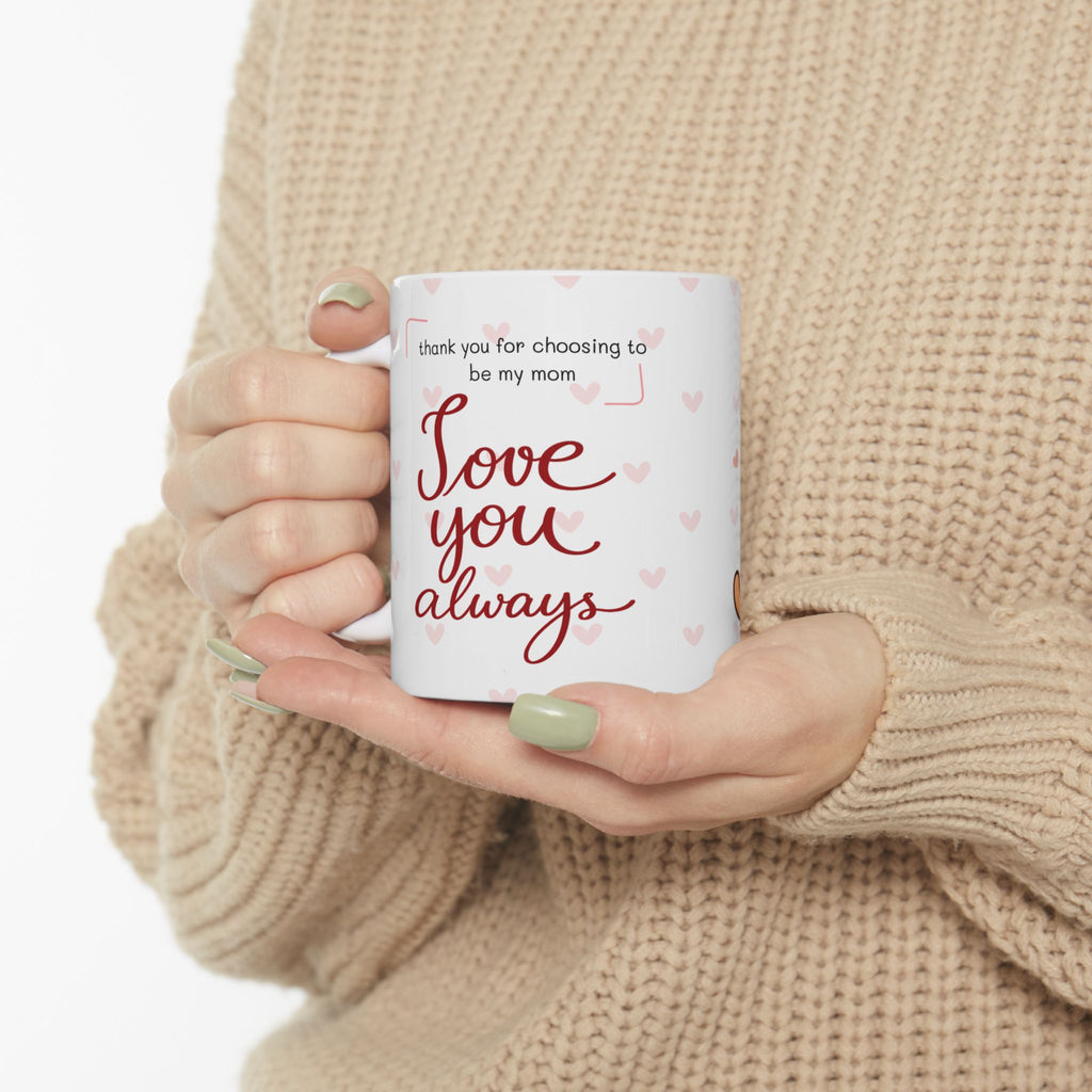 Cute Cat “Love You Always” Mug — Minimalist Gift for Mom or Loved One