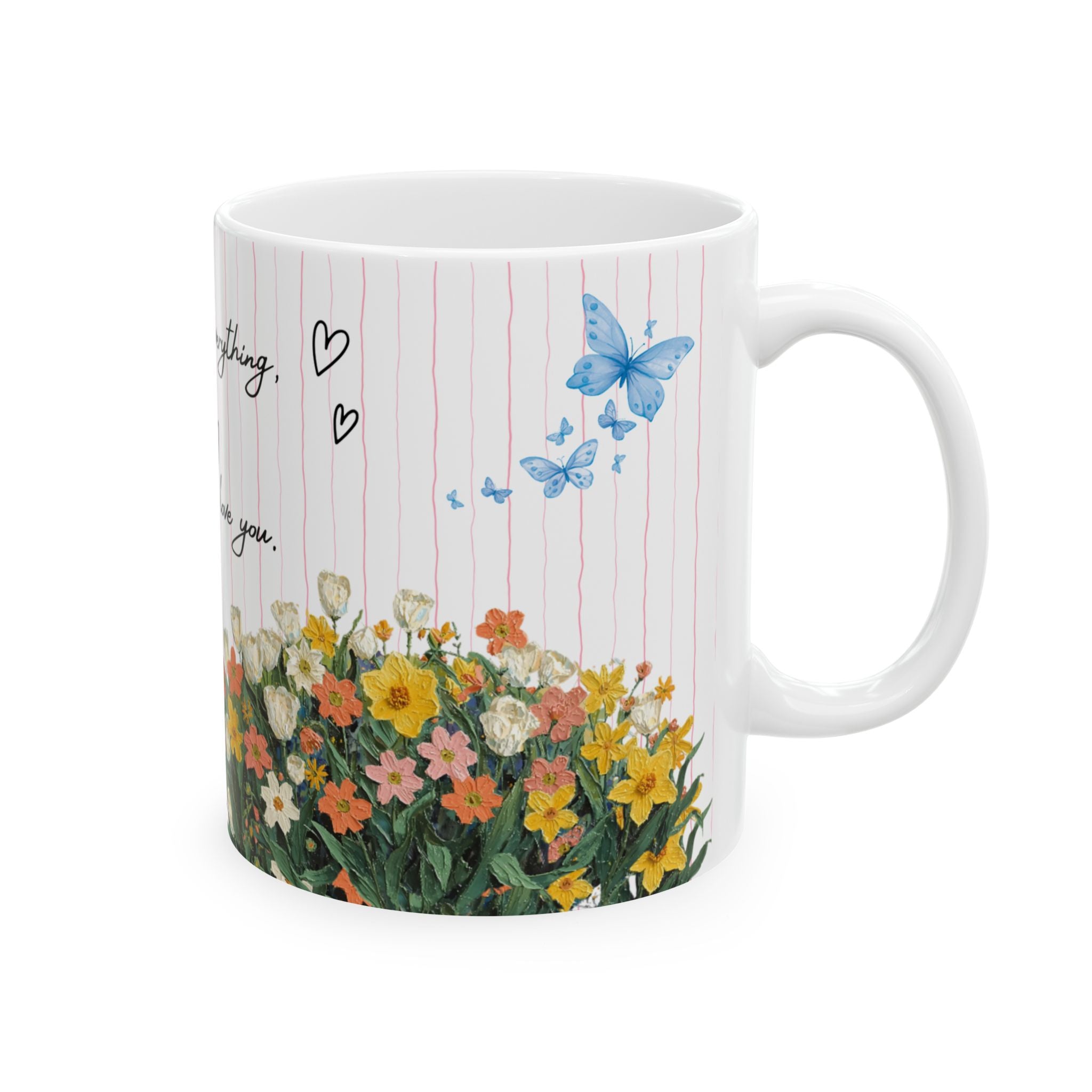 Mother’s Day Floral Ceramic Mug  - "Thank You for Everything, Mom, I Love You"