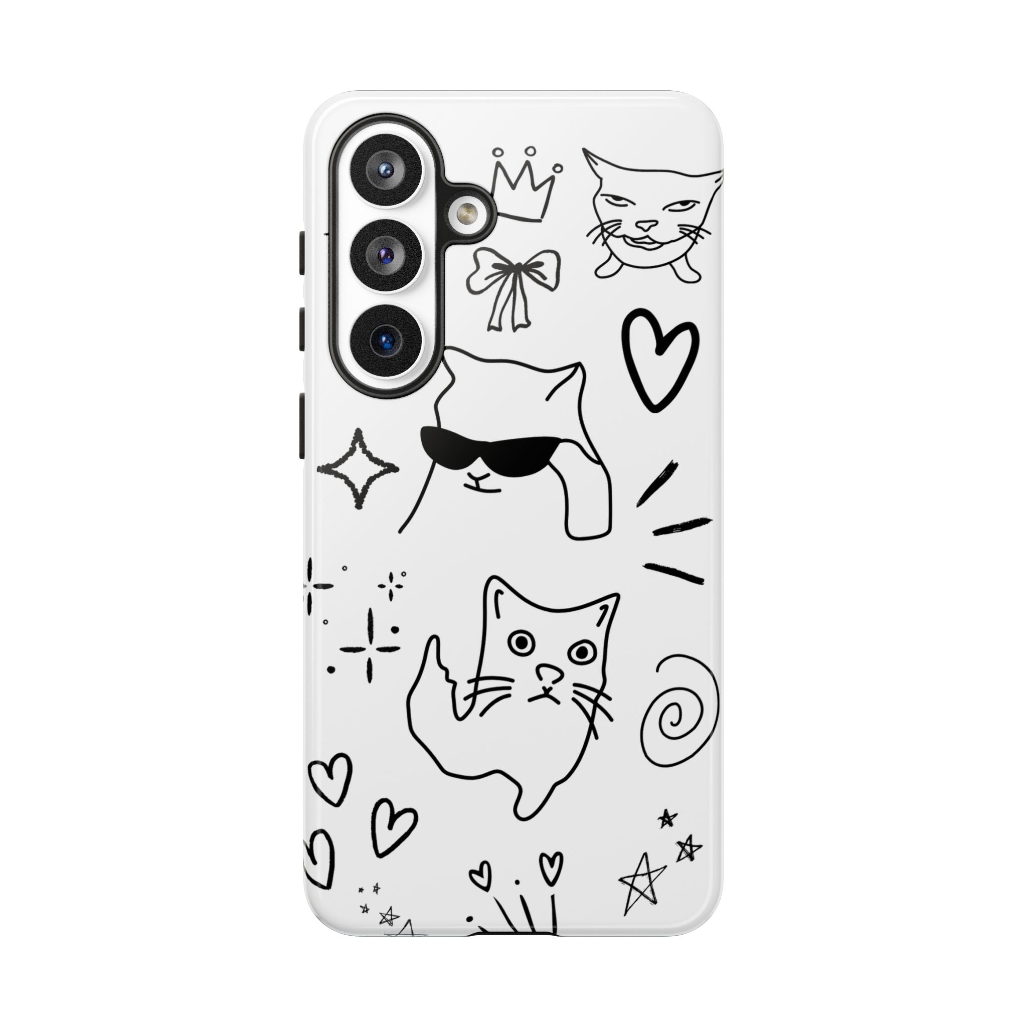 Doodle Cats Phone Case — Cute Minimalist Kitty Design