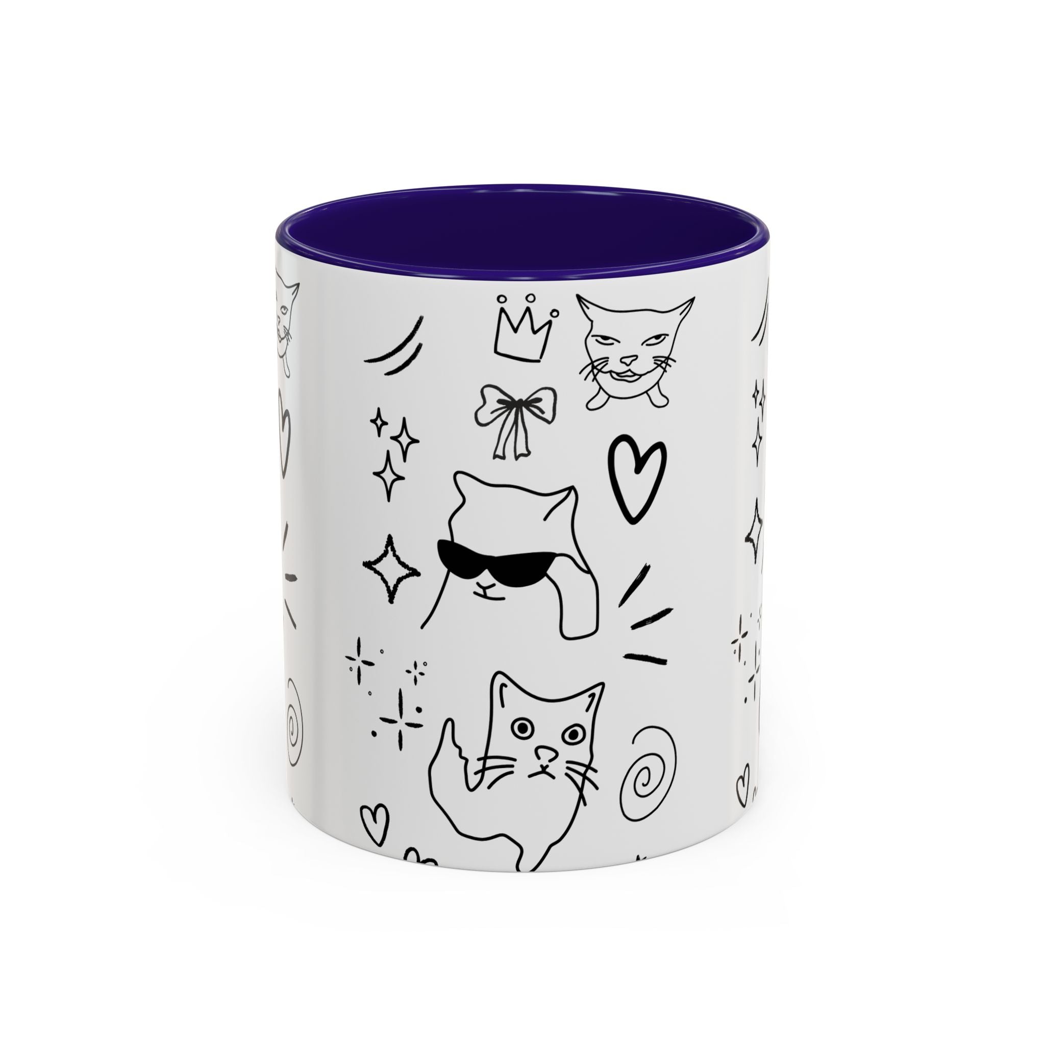 Doodle Cats Mug — Cute Black & White Kitty Design