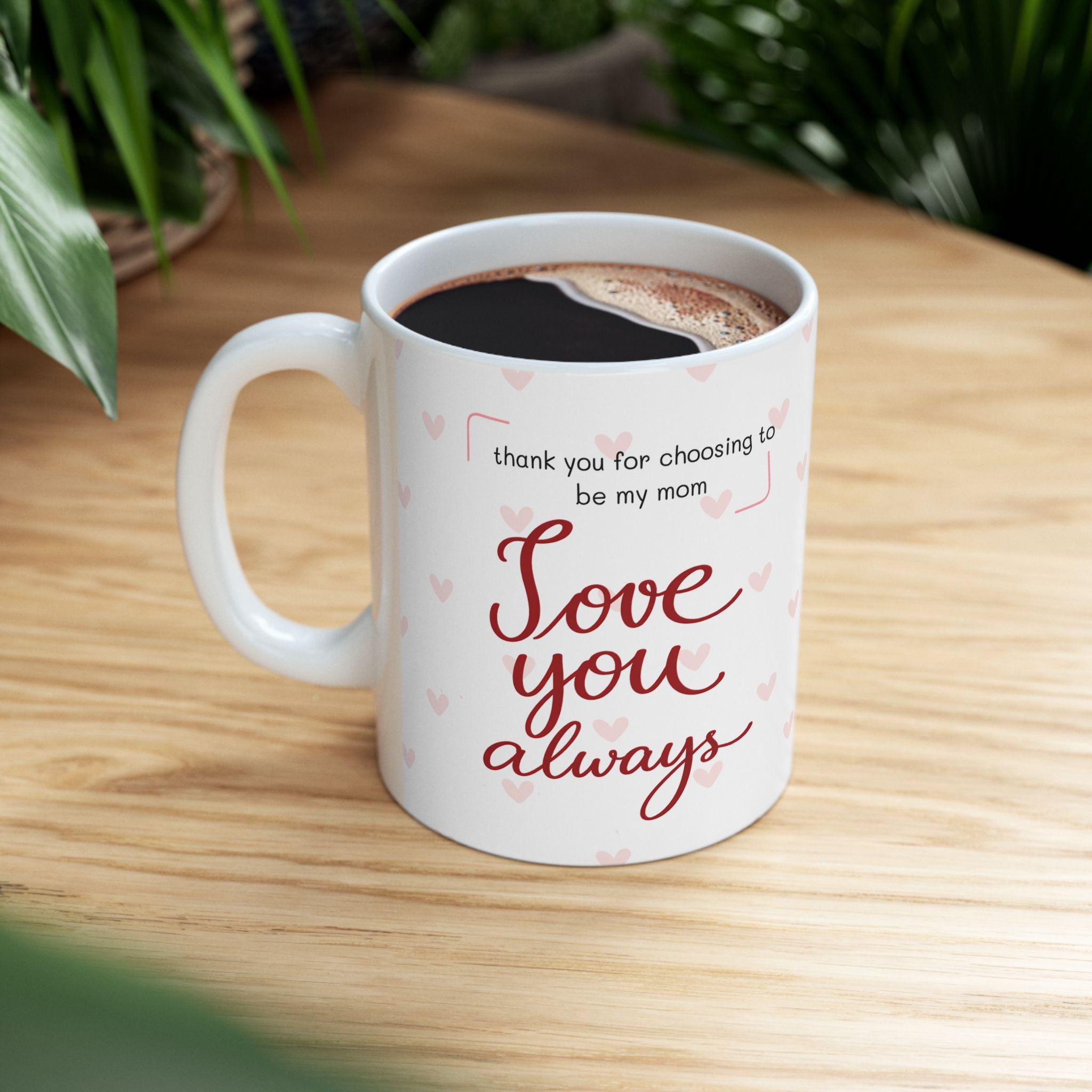 Cute Cat “Love You Always” Mug — Minimalist Gift for Mom or Loved One