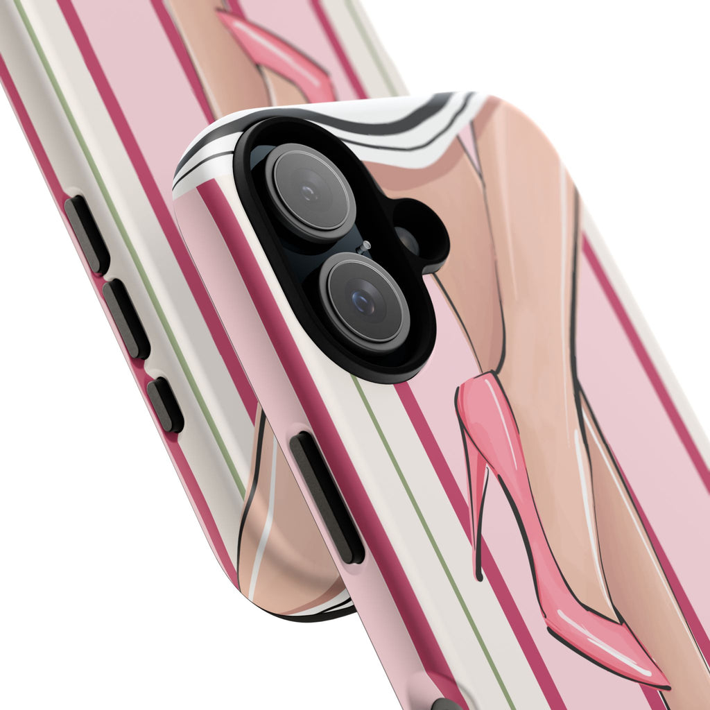 Phone Case - Pink High Heels Striped Fashion iPhone Case