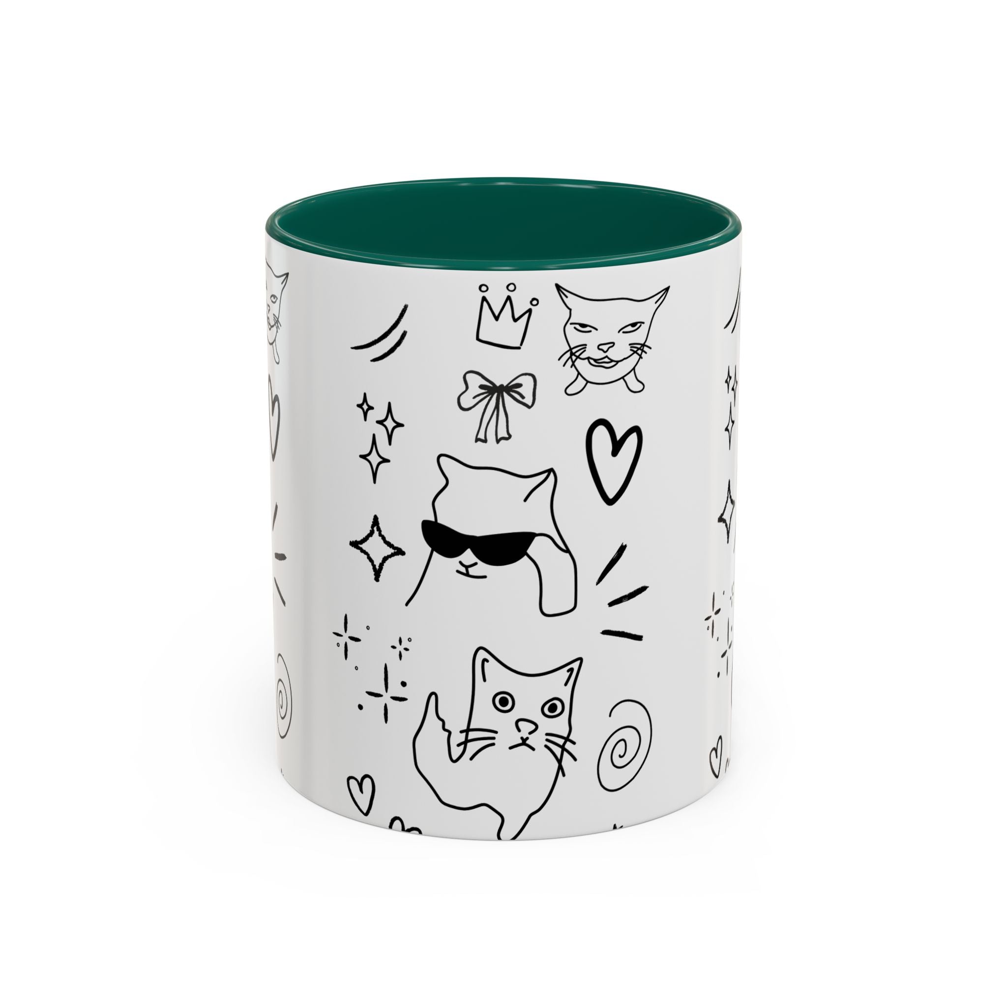 Doodle Cats Mug — Cute Black & White Kitty Design