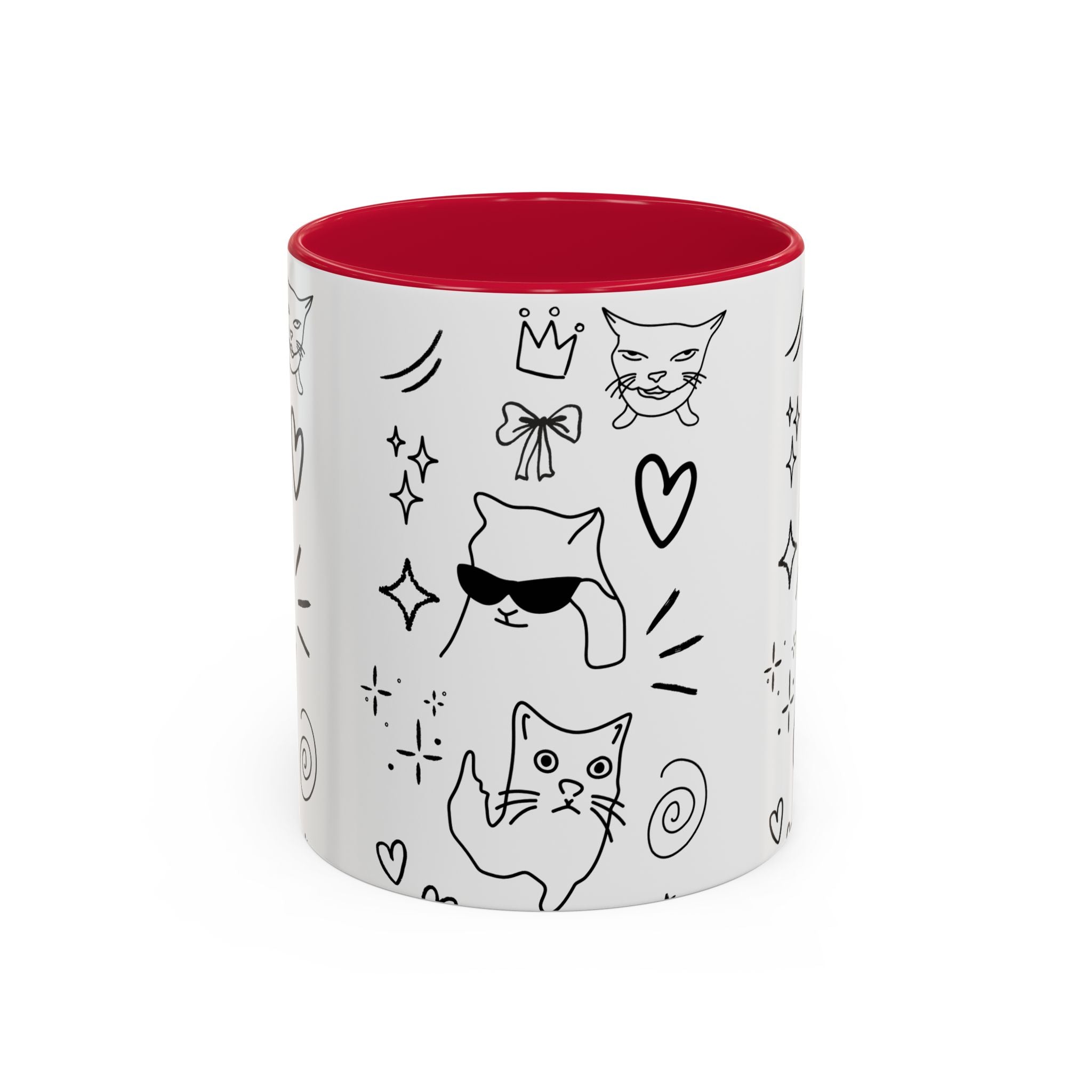 Doodle Cats Mug — Cute Black & White Kitty Design