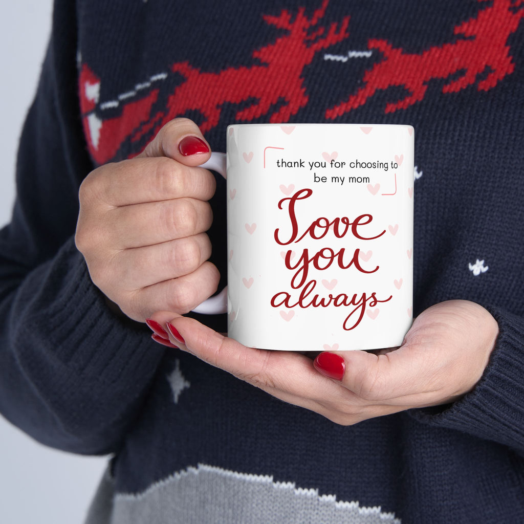 Cute Cat “Love You Always” Mug — Minimalist Gift for Mom or Loved One