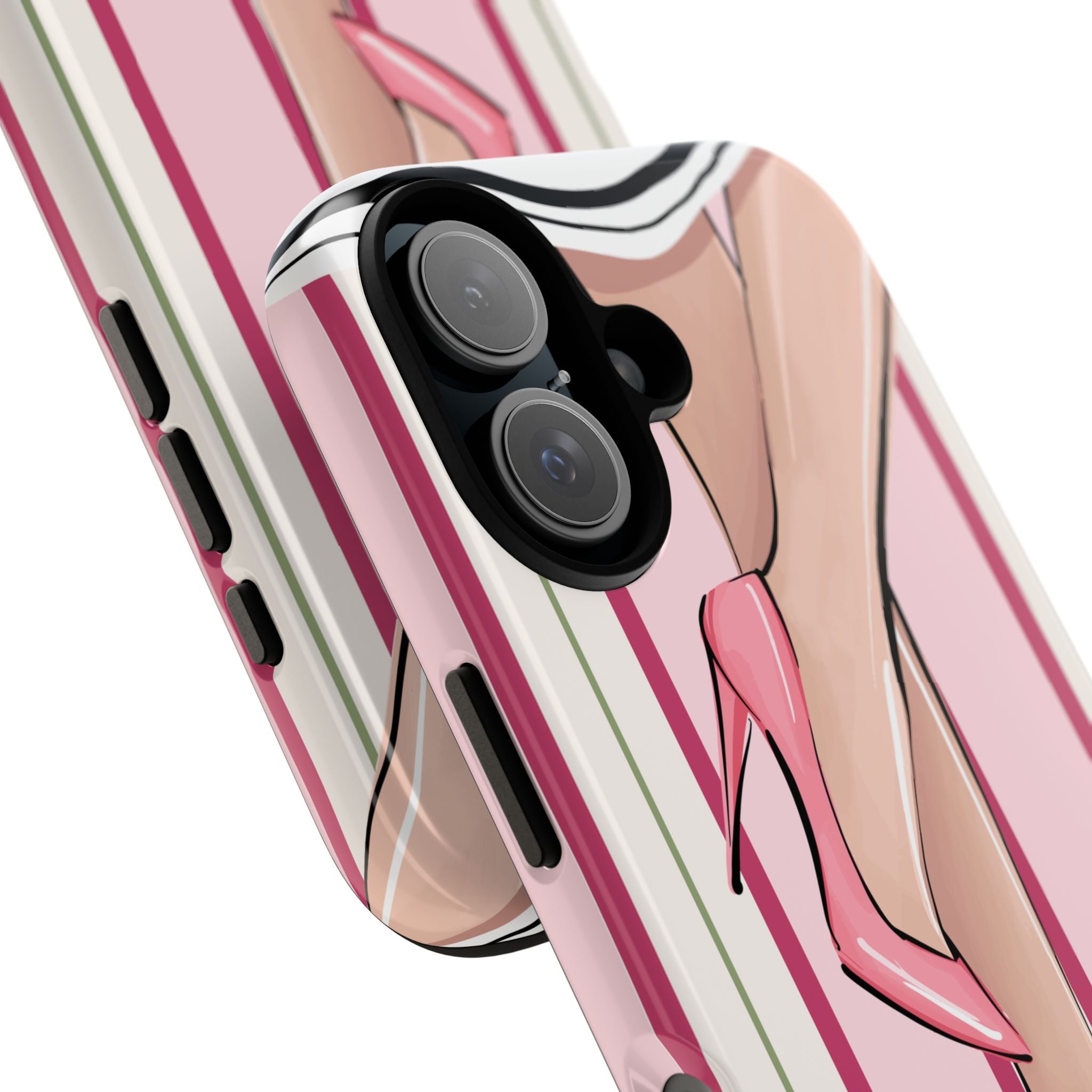 Phone Case - Pink High Heels Striped Fashion iPhone Case