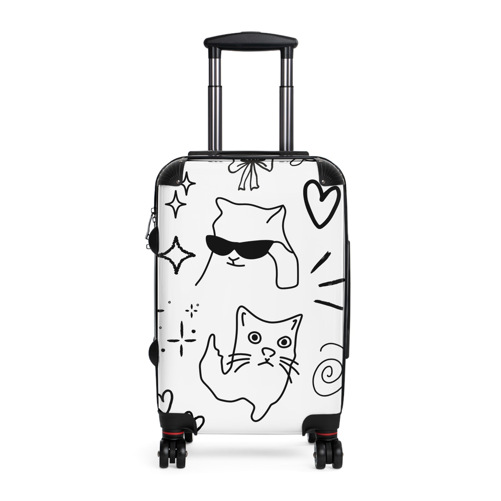 Doodle Cats Suitcase — Cute Rolling Luggage with Sunglasses Design